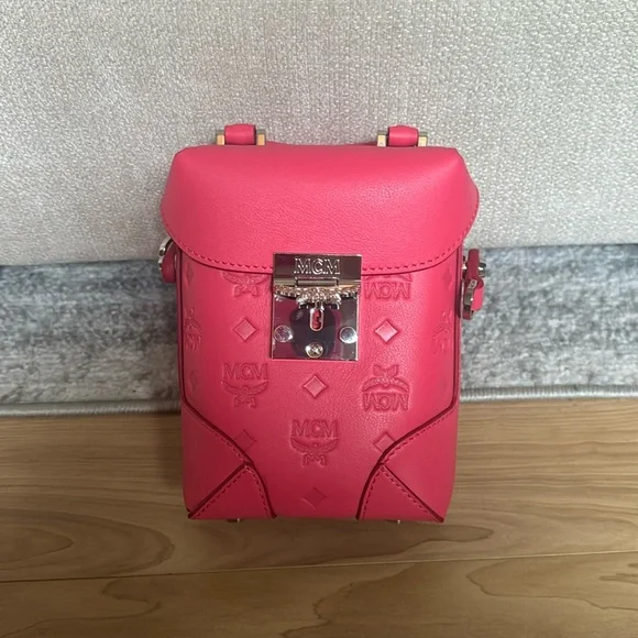 MCM  Calfskin Ottomar Monogram Mini Soft Berlin Crossbody Teaberry - Picture 2 of 7